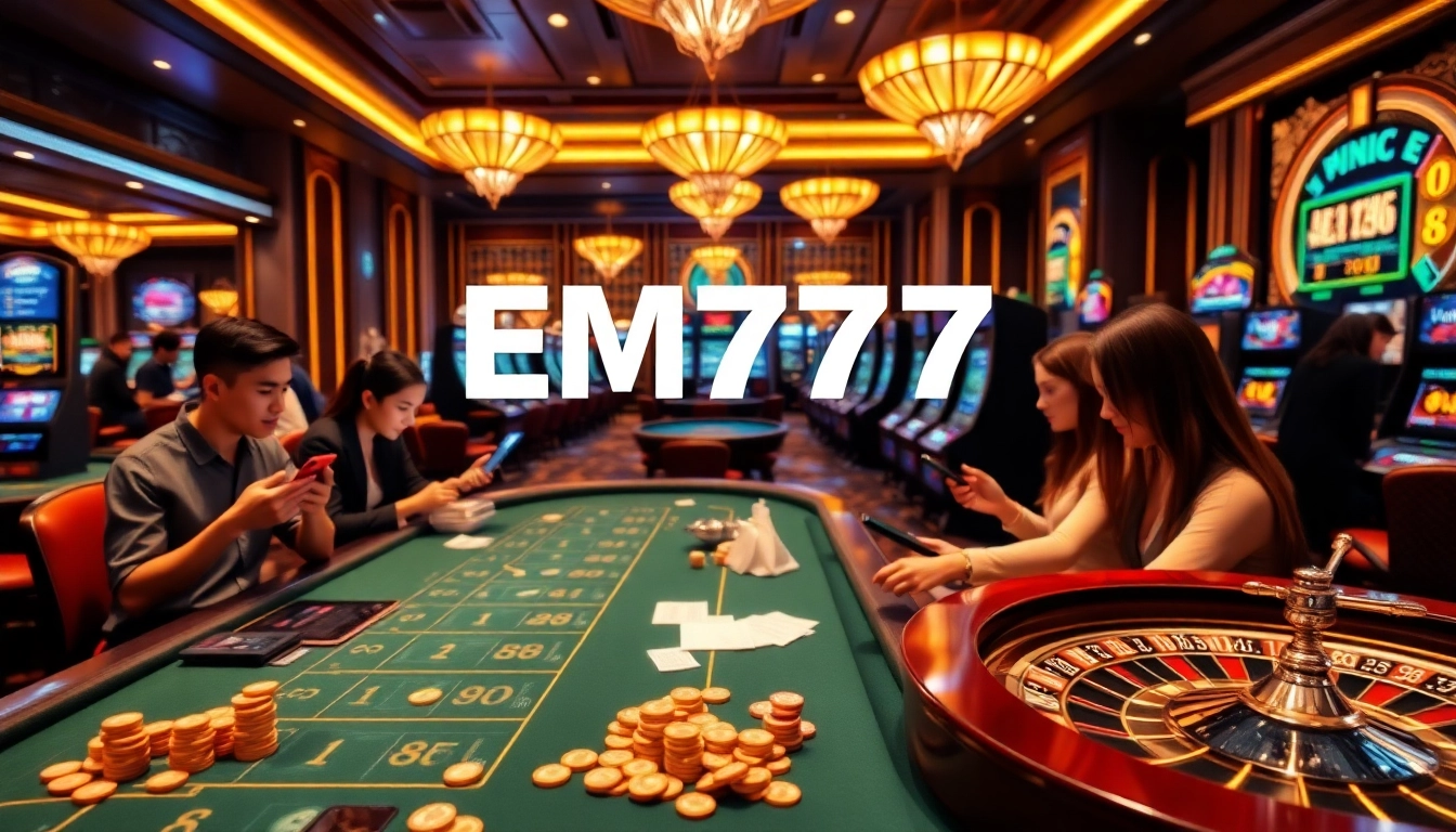 Experience the thrill of EM777 with luxurious casino tables and exciting online betting activities.