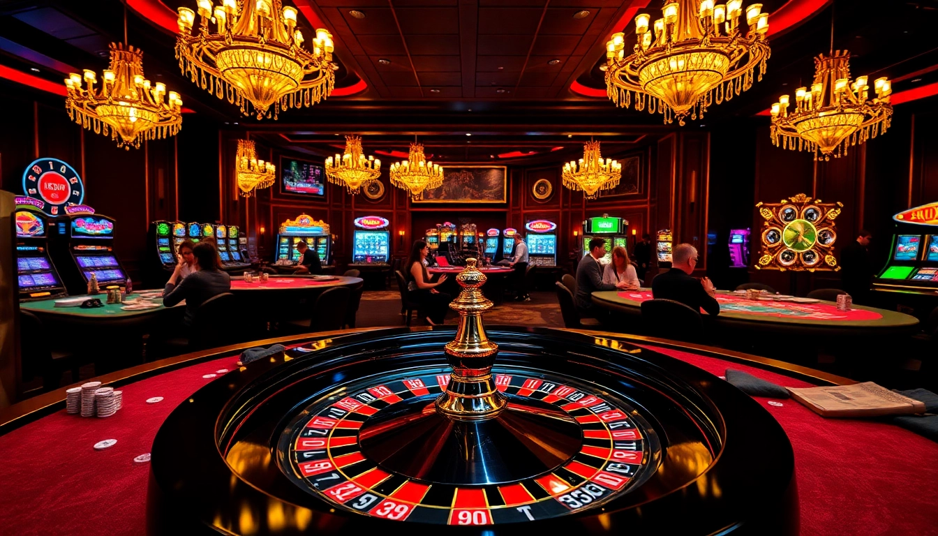Kuwin casino scene showcasing exciting gameplay at a vibrant roulette table and poker chips.
