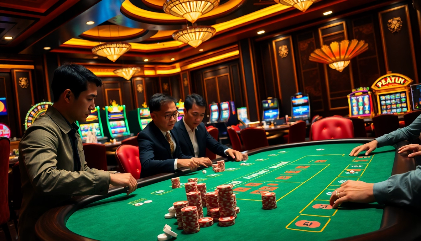 Experience the thrill of gaming at Vt88 nhà cái with engaged players, vibrant tables, and exciting casino elements.