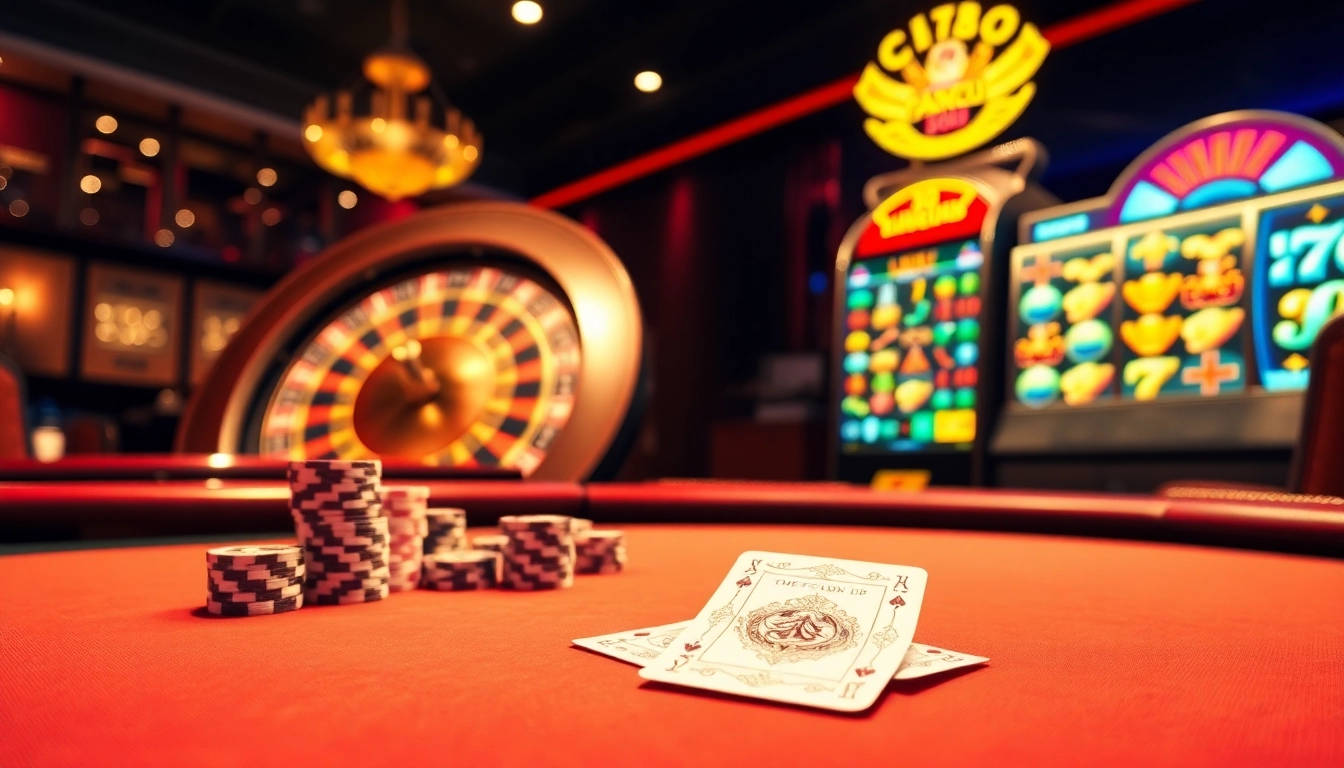 Experience thrilling gaming at 789club's luxurious casino atmosphere with poker tables and roulette wheels.