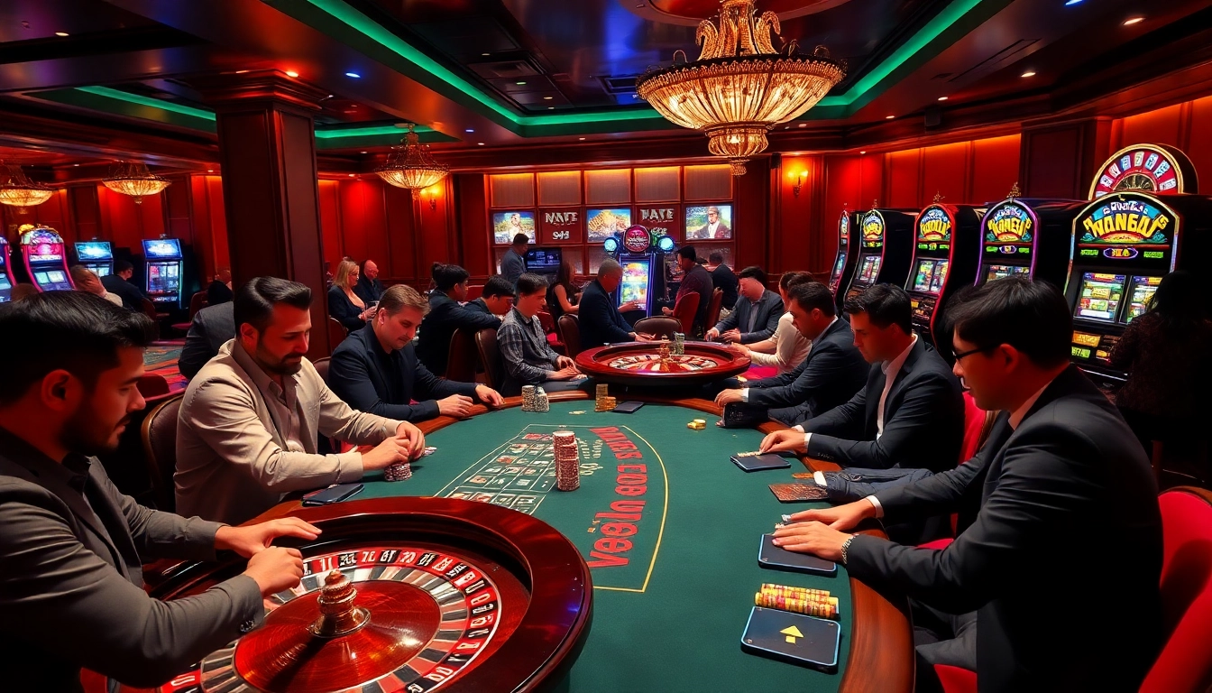 Experience the excitement of vvvwin online gambling with vibrant casino tables and guests.