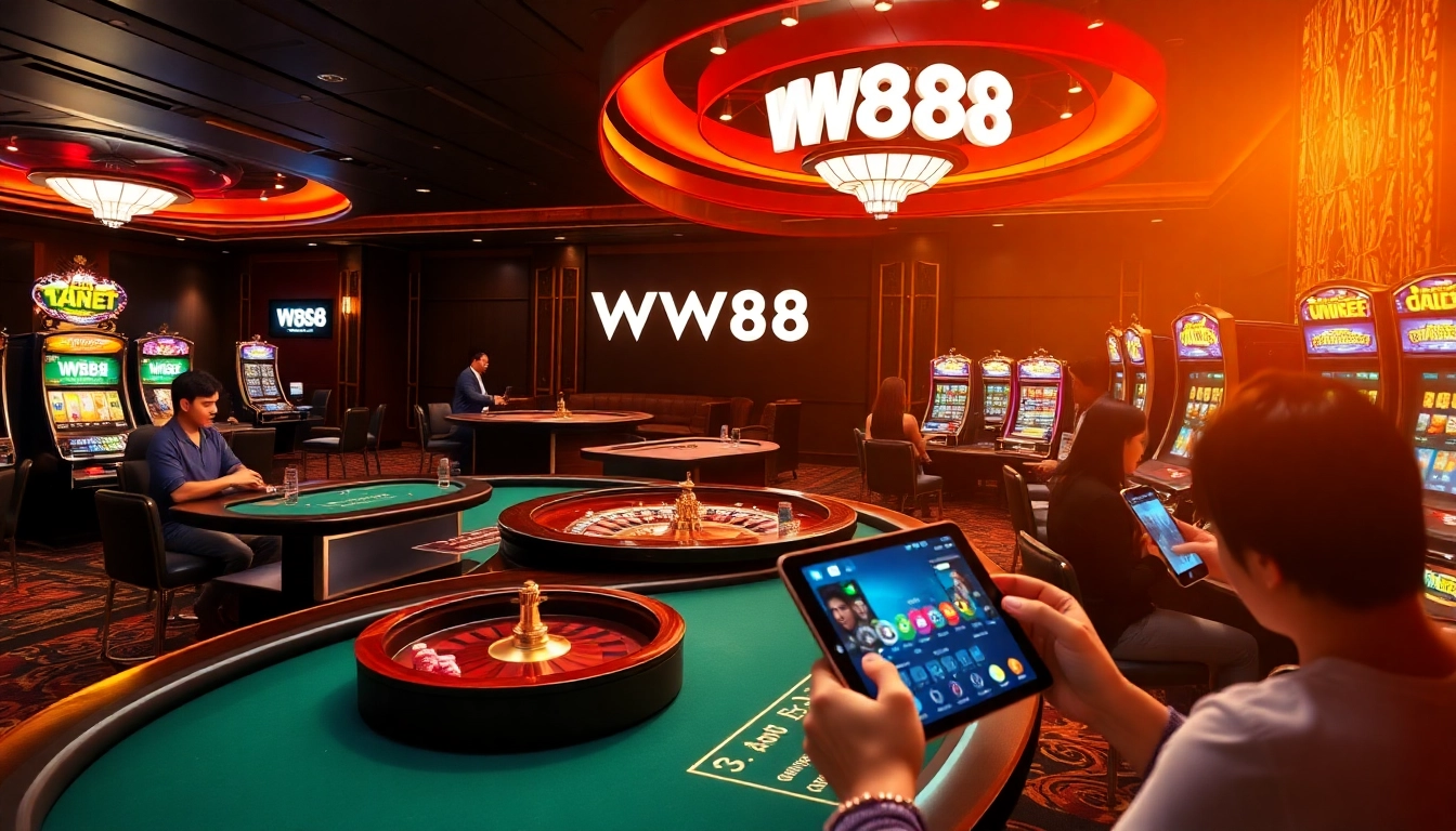 WW88 users enjoying live casino games with vibrant interface and exciting atmosphere.