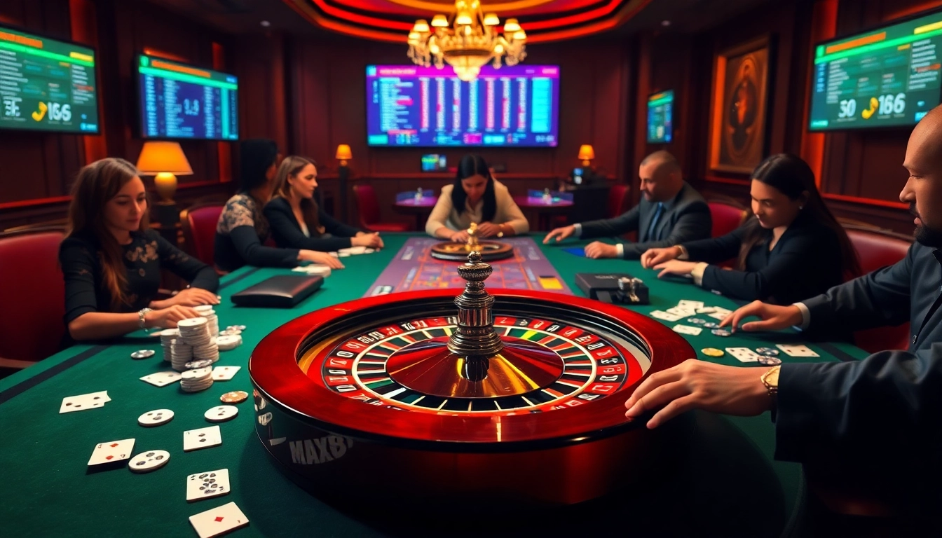 Experience thrilling gaming at max88 with vibrant casino tables, poker chips, and engaging gameplay.
