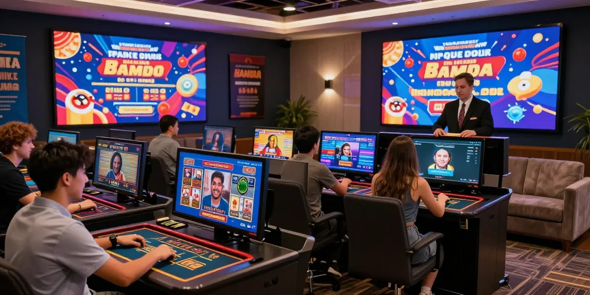Engaging credit card casino players enjoying games online, vibrant atmosphere with promotional banners.