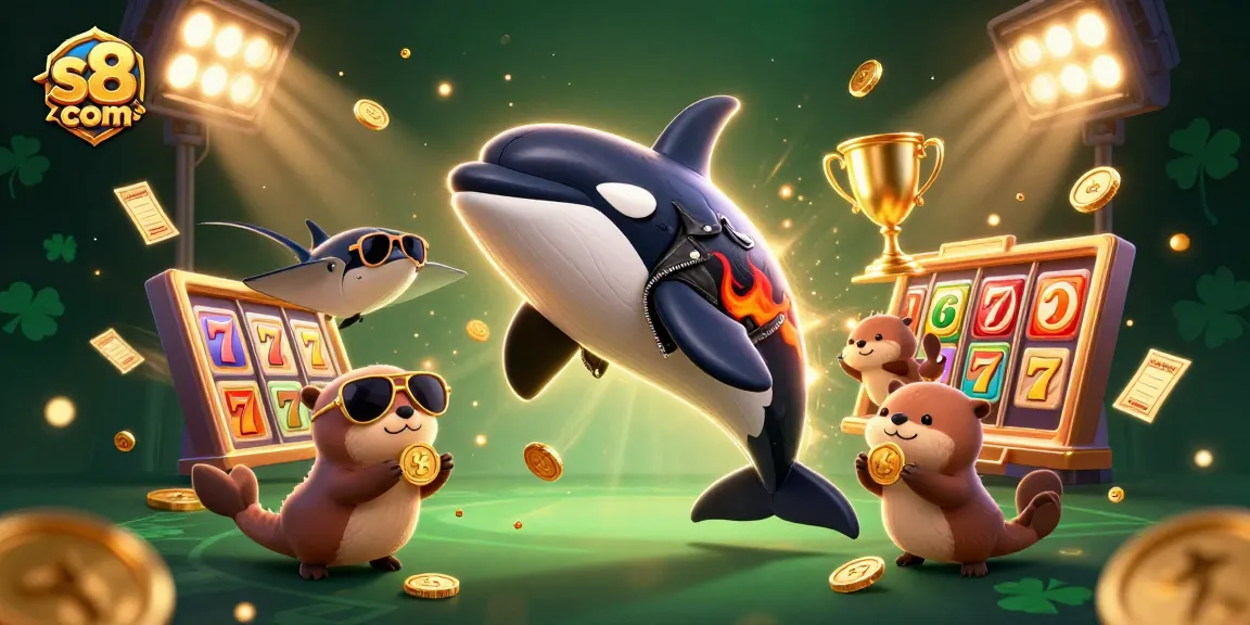 Win big at s8 com with dynamic casino scene featuring orca, stingray, and otters.