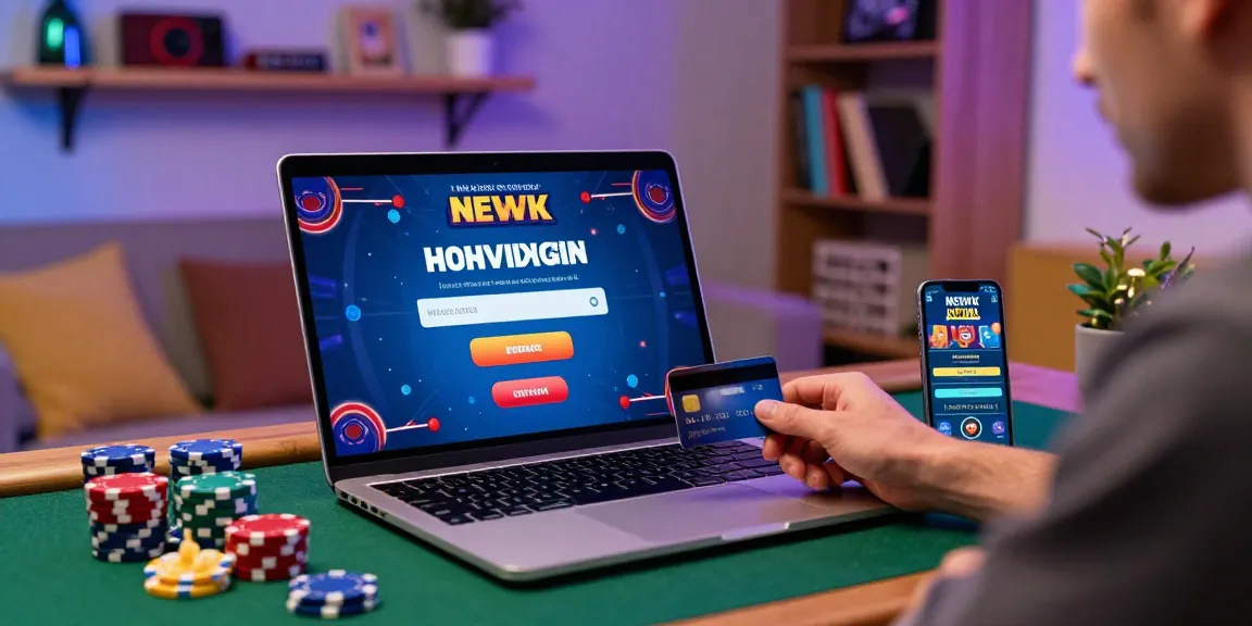 A player at a credit card casino making a deposit online, surrounded by colorful gaming elements and a cozy environment.