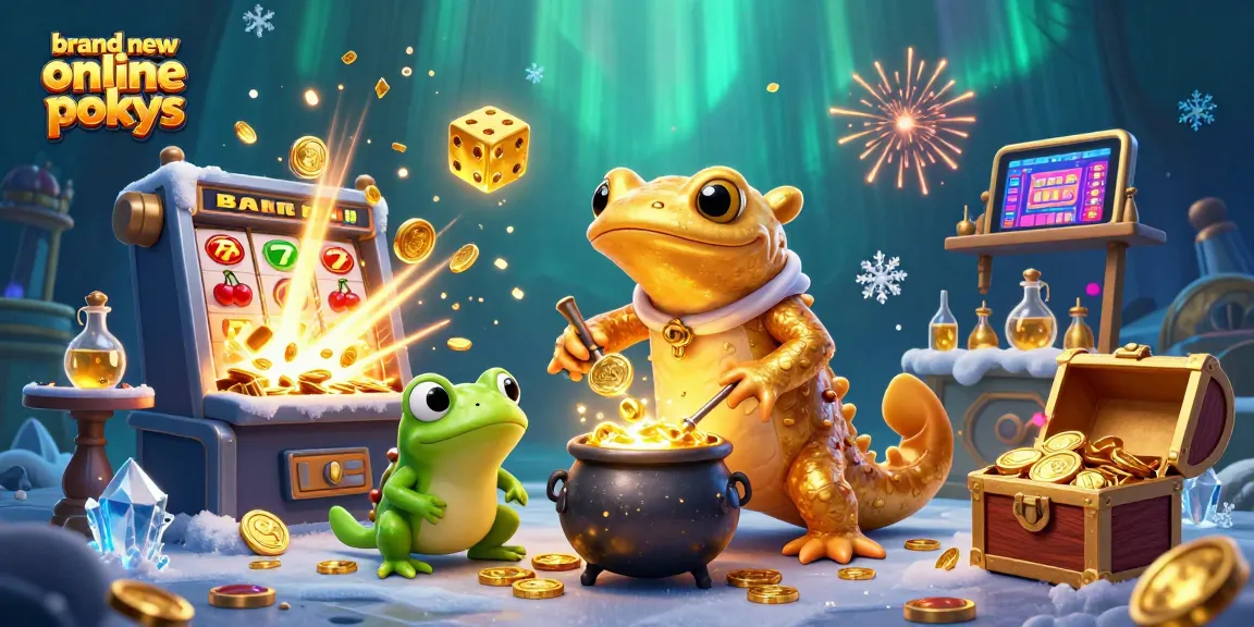 Experience thrilling gameplay with brand new online pokies in a vibrant 3D casino illustration.