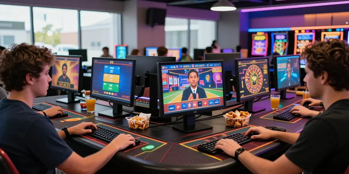 Players enjoying credit card casinos at ieee.org.uk in a lively online gaming lounge, showcasing dynamic gameplay and vibrant atmosphere.